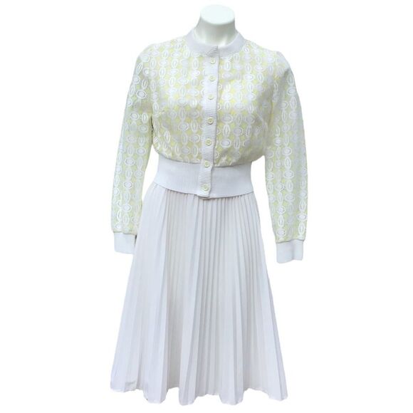Leslie Fay Dress Suit 2 Piece White Prairie Style Vintage - Picture 1 of 16